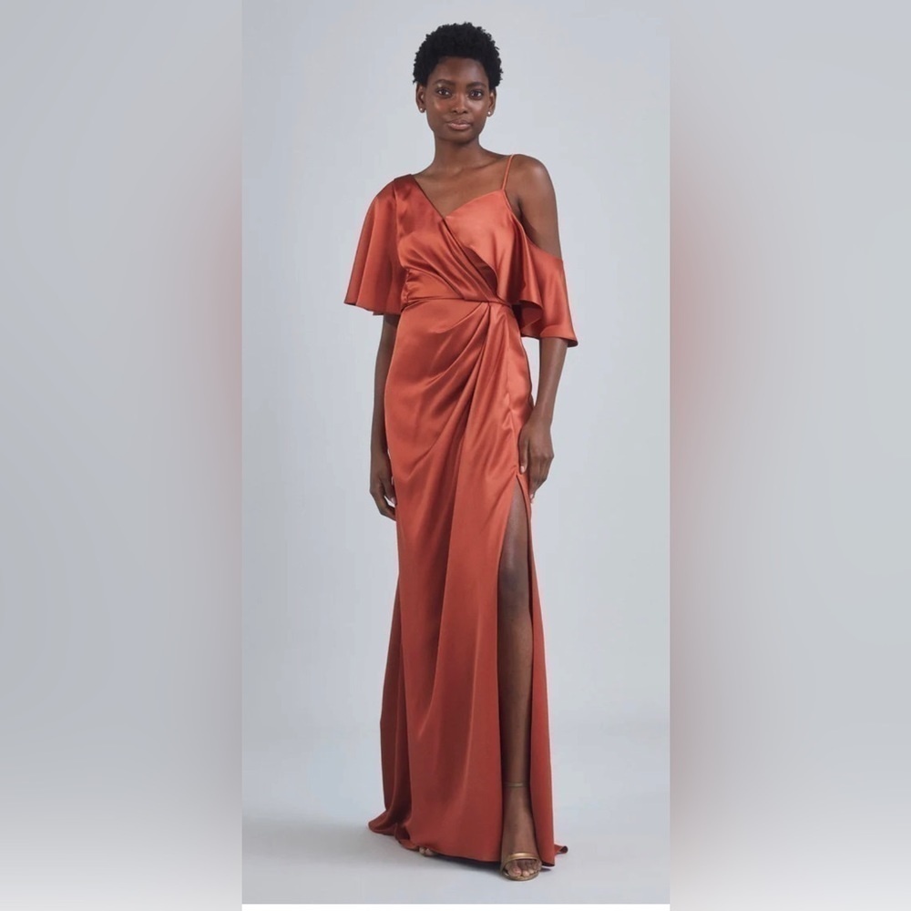 Amsale Asymmetrical Sleeve Column Dress Size 6